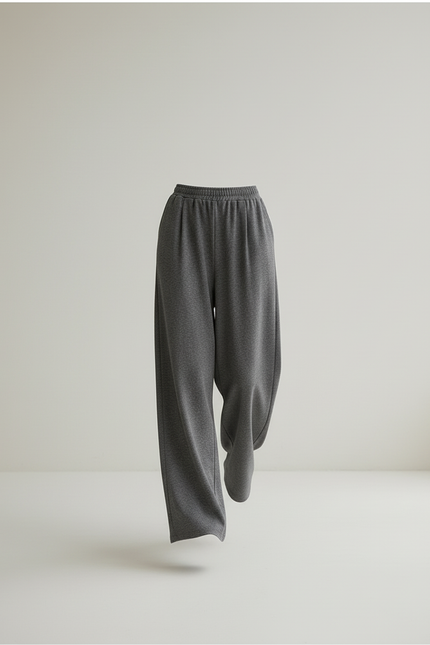 Pantalon Baggy Gris Velours Ample Décontracté Fluide - Molleton - vue 3