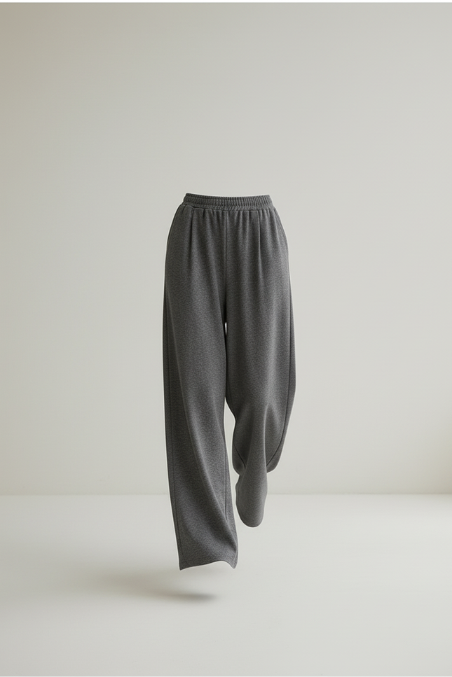 Pantalon Baggy Gris Velours Ample Décontracté Fluide - Molleton - vue 3