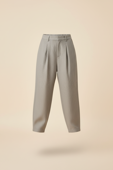 Pantalon Baggy Fille Gris Taille Haute - Gabardine - vue 3