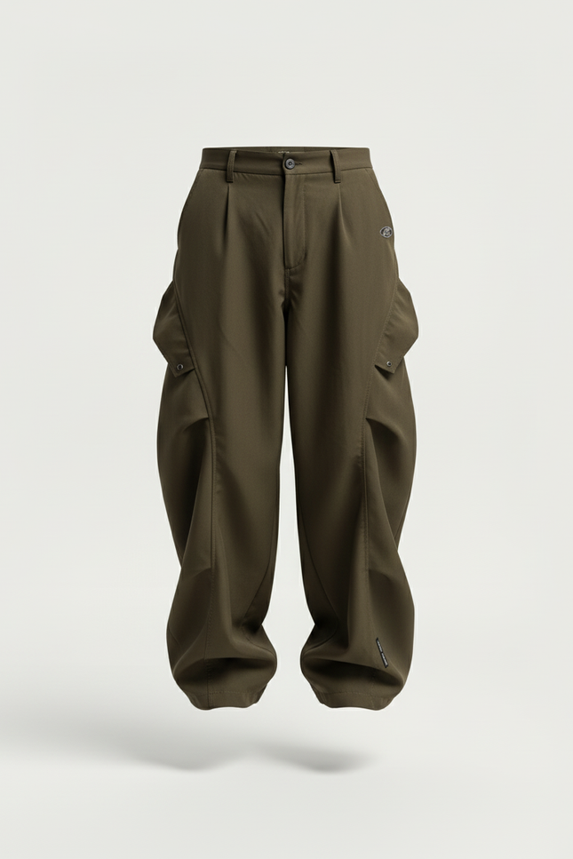 Pantalon Baggy Kaki Cargo Ample Techwear Homme - Gabardine - vue 3