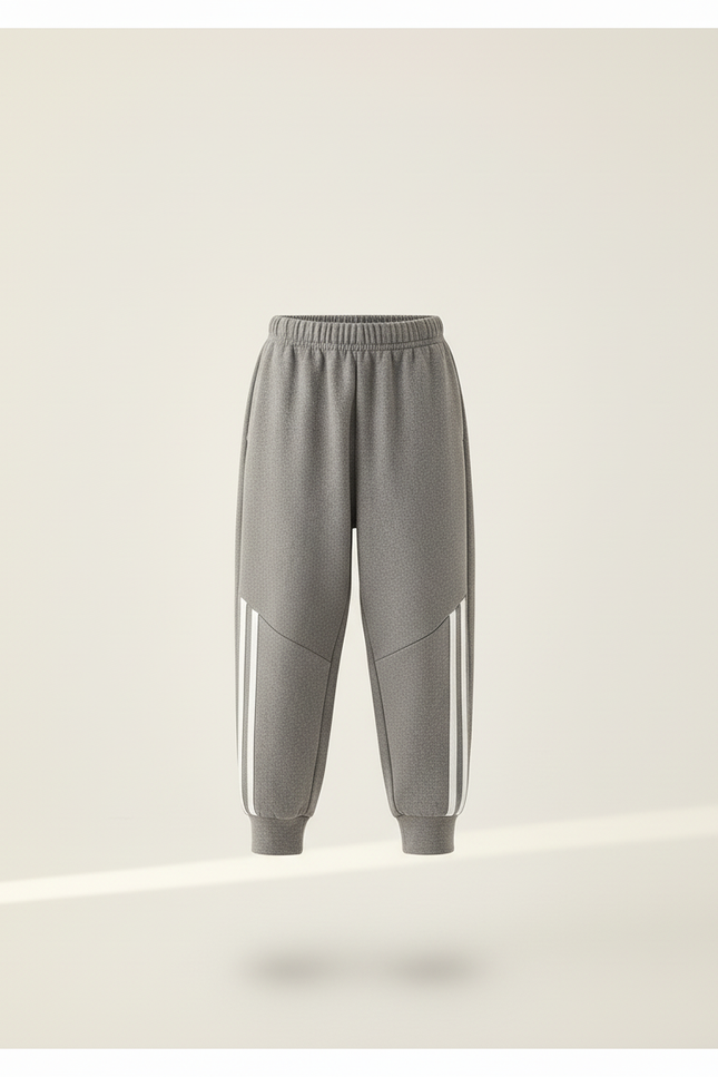 Pantalon Baggy Gris Molletonné Sportif Rayures Blanches Enfant - vue 3