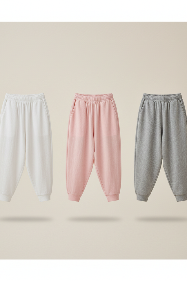 Pantalon Baggy Coton Ample Confortable Enfant - Blanc - vue 3