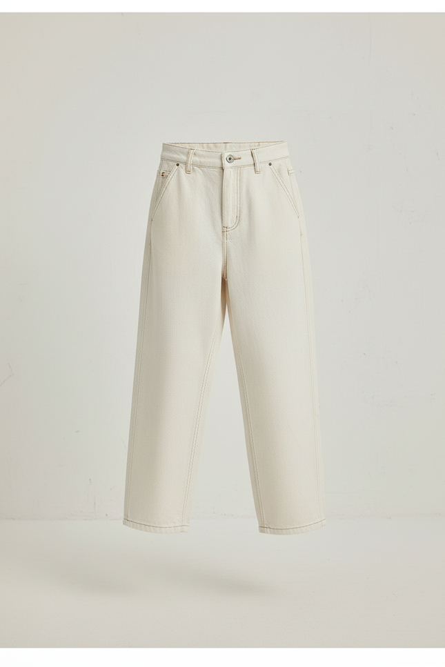 Pantalon Baggy Beige Denim Ample Décontracté Fille - Jean - vue 3