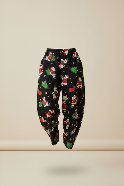Pantalon Baggy Noir Noël Ample Fluide Femme - Lin - vue 3
