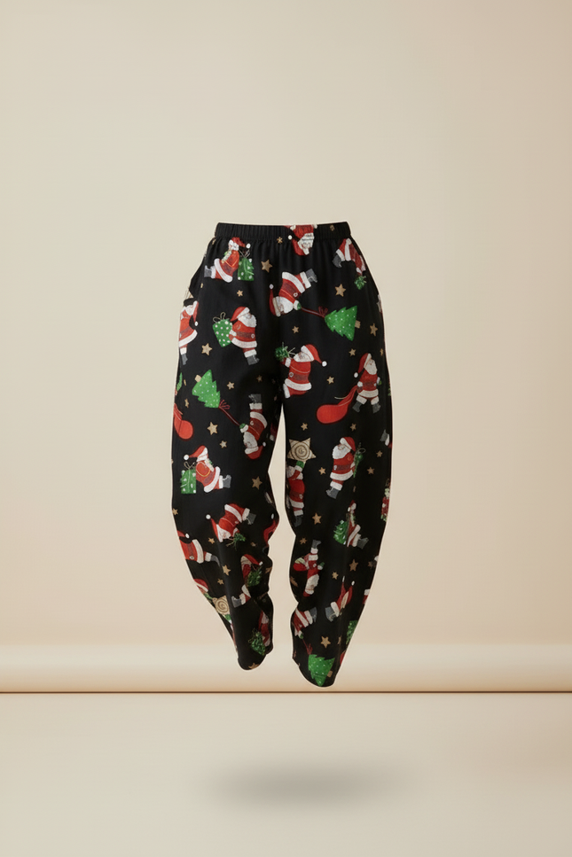 Pantalon Baggy Noir Noël Ample Fluide Femme - Lin - vue 3
