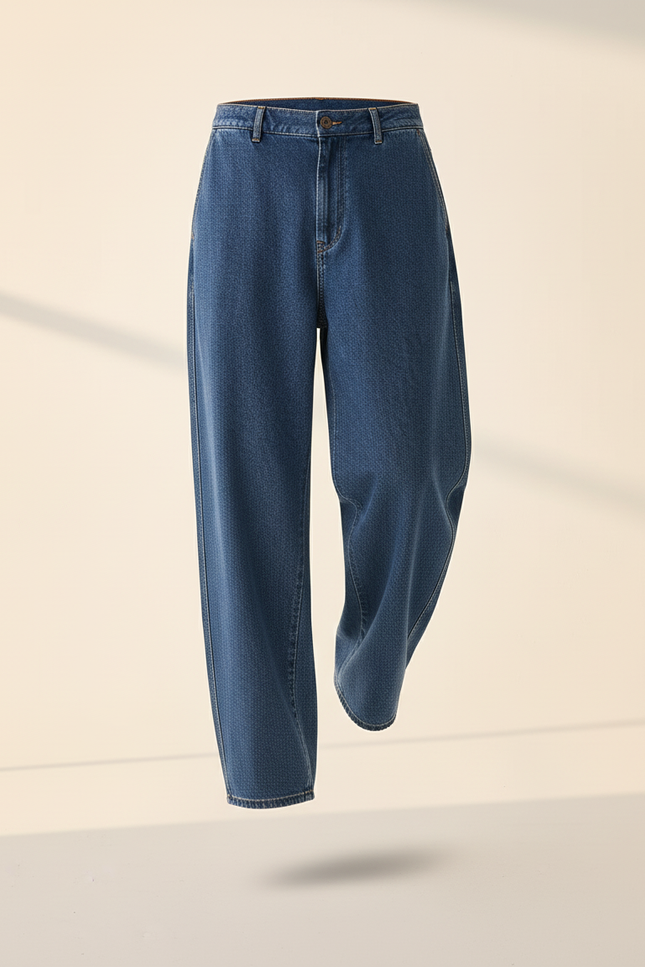 Pantalon Baggy Grande Taille - Bleu Jean - vue 3