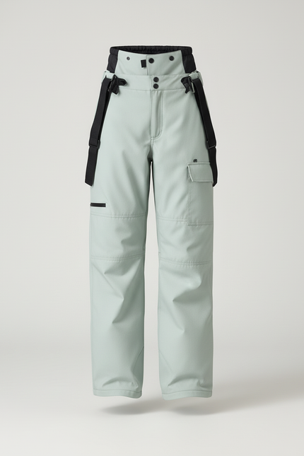 Pantalon Baggy Vert Menthe Cargo Bretelles Ski - Polyester - vue 3