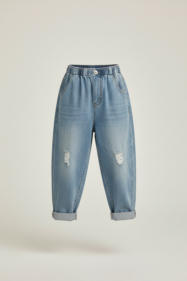 Pantalon Baggy Jean Bleu Déchiré Enfant - vue 3