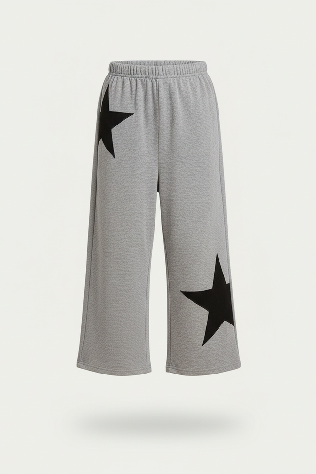 Pantalon Baggy Gris Étoiles Noires Décontracté Enfant - Molleton - vue 3