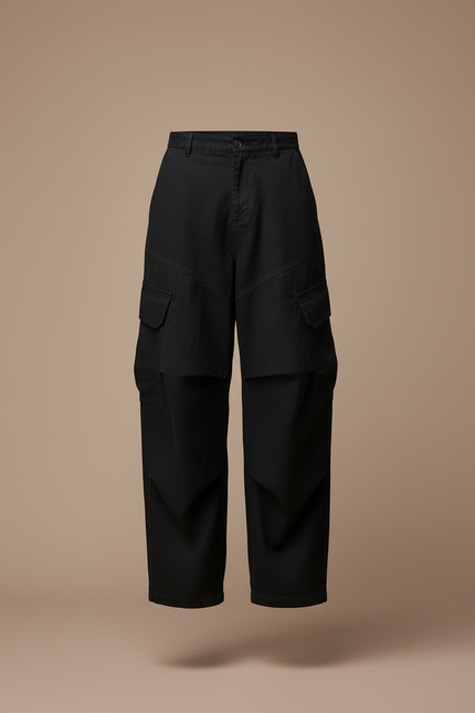 Pantalon Baggy Noir Ample Cargo Coton Décontracté Homme - vue 3