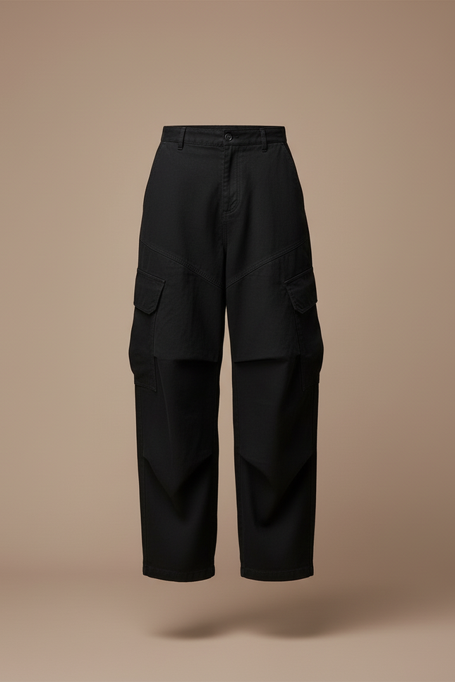 Pantalon Baggy Noir Ample Cargo Coton Décontracté Homme - vue 3