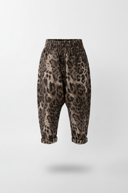 Pantalon Baggy Léopard Marron Ample Confortable Coton - Molleton - vue 3
