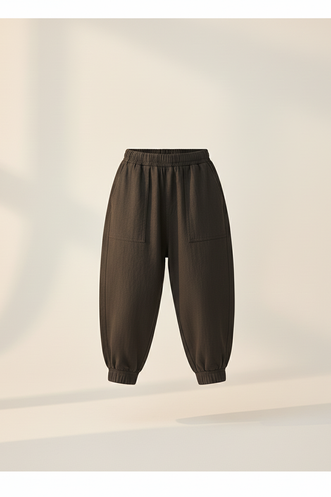 Pantalon Baggy Marron Ample Coton Enfants Décontracté - Molleton - vue 3