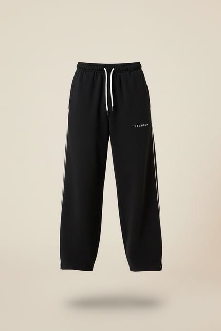 Pantalon Baggy Noir Ample Cordon Brodé Enfant - Molleton - vue 3