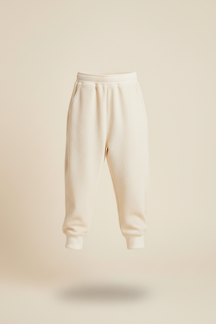 Pantalon Baggy Côtelé Écru Ample Confortable Fille - Beige Cordé - vue 3