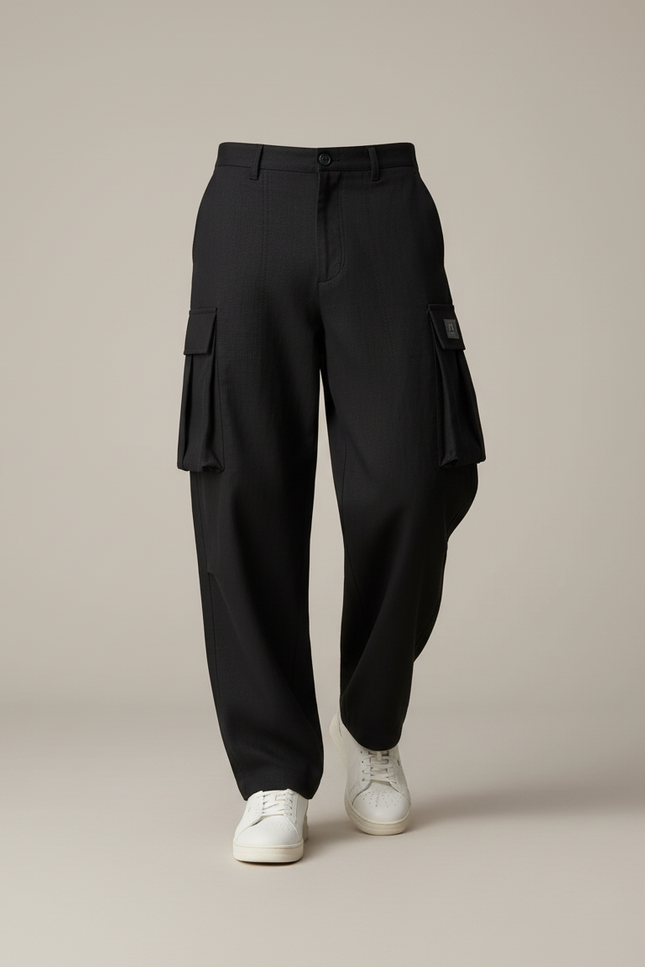 Pantalon Baggy Noir Cargo Ample Homme Décontracté - Coton - vue 3