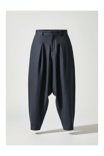 Pantalon Baggy Japonais - Marine Lin - vue 3