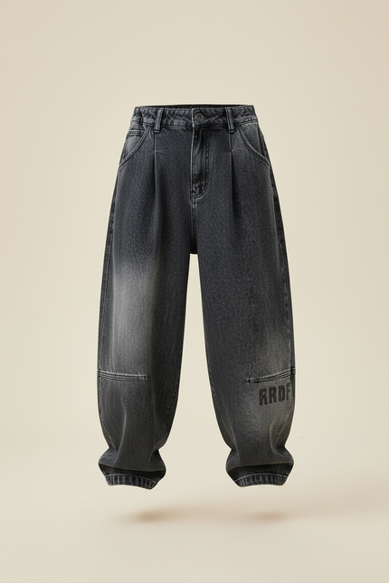 Pantalon Baggy Jean Gris Ample Plissé Garçon - vue 3