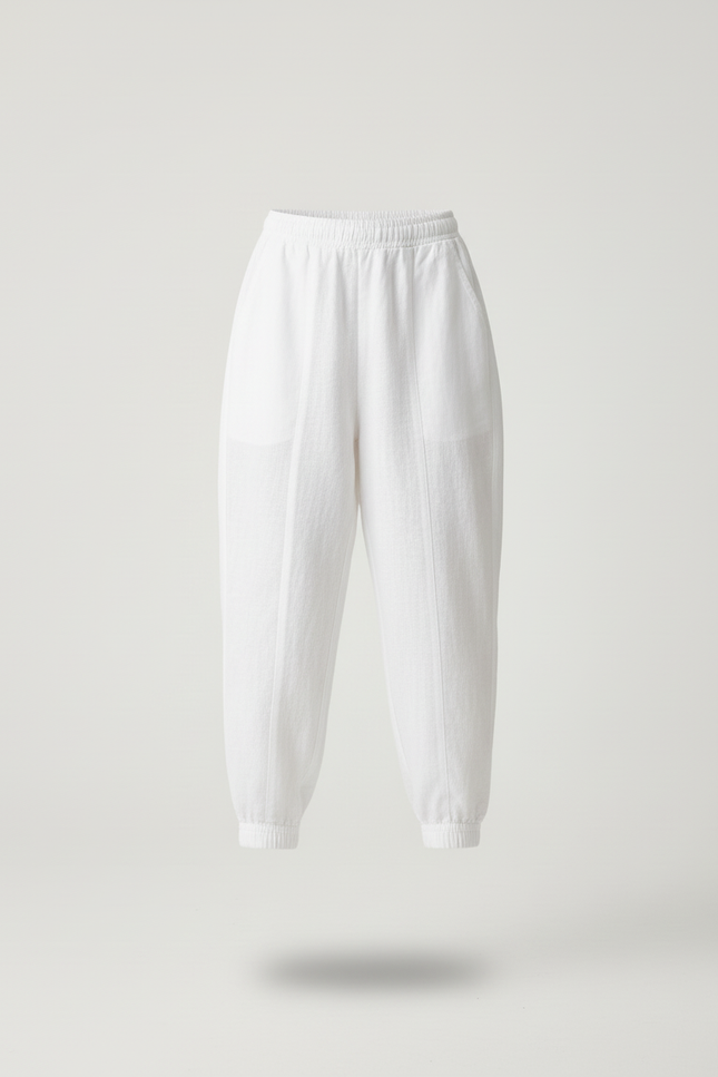 Pantalon Baggy Fille Blanc Jogging - Lin - vue 3