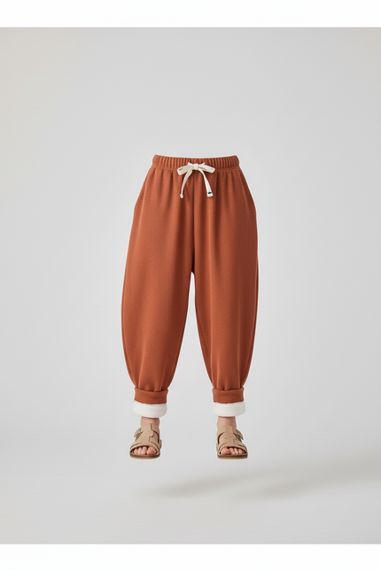 Pantalon Baggy Marron Côtelé Doublé Polaire Enfant - Molleton - vue 3