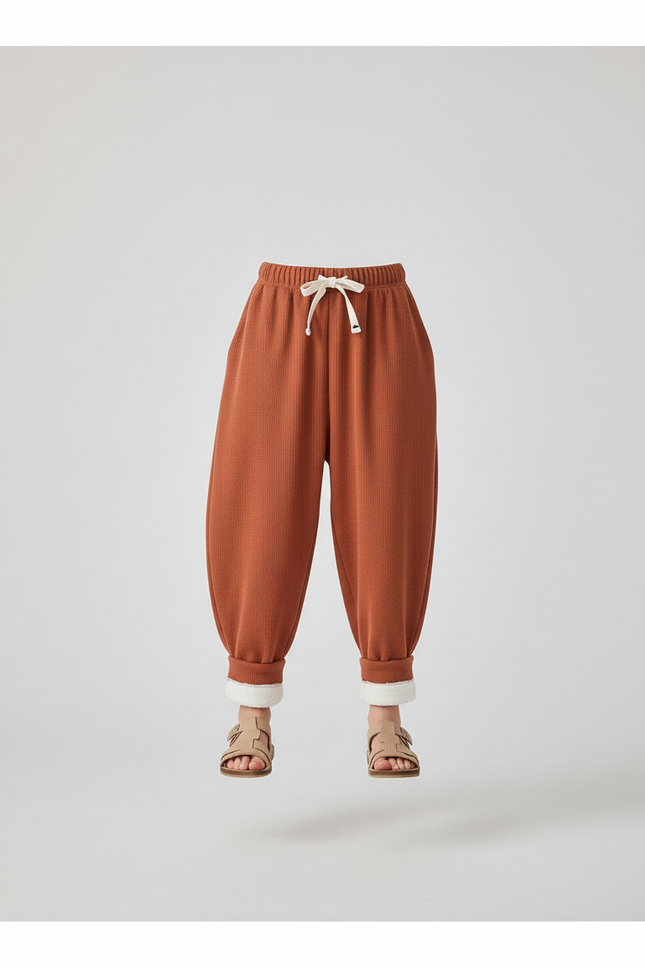 Pantalon Baggy Marron Côtelé Doublé Polaire Enfant - Molleton - vue 3