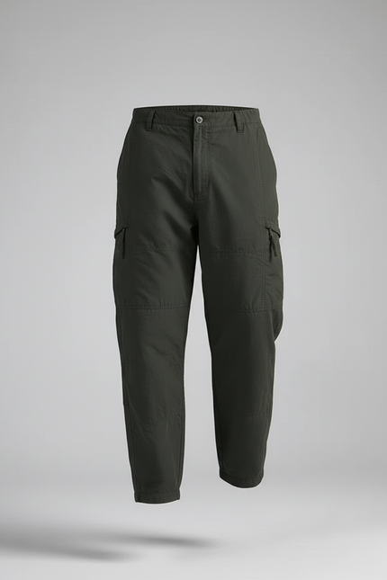 Pantalon Baggy Cargo Vert Militaire Décontracté Ample - Toile - vue 3