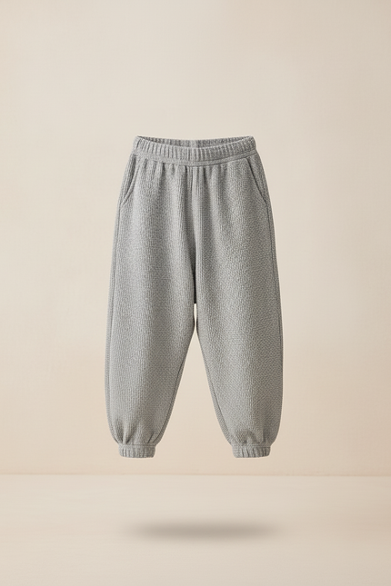 Pantalon Baggy Gris Gaufre Ample Confortable Enfant - Maille - vue 3