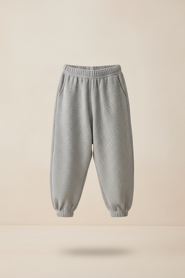 Pantalon Baggy Gris Gaufre Ample Confortable Enfant - Maille - vue 3