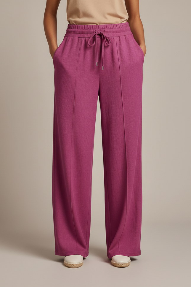Pantalon Baggy Fuchsia Fluide Ample Décontracté Cordon - Rose Viscose - vue 3