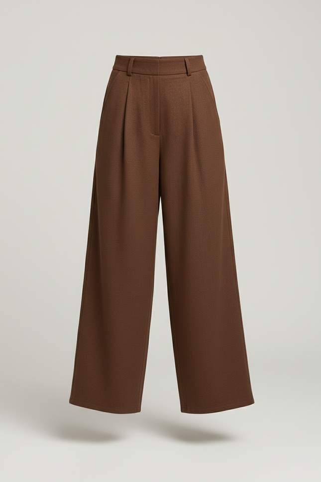 Pantalon Baggy Marron Ample Fluide Décontracté Fille - Laine - vue 3