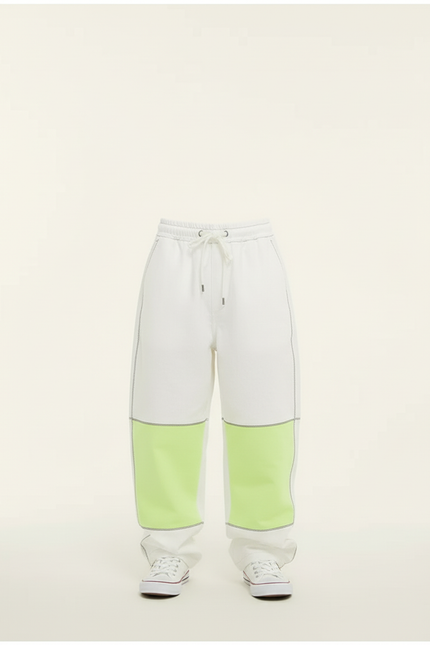 Pantalon Baggy Blanc Néon Color Block Confortable Enfant - Molleton - vue 3
