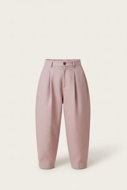 Pantalon Baggy Rose Plissé Ample Décontracté Enfant - Lin - vue 3