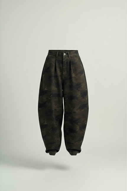 Pantalon Baggy Camouflage Ample Vintage Streetwear - Kaki Toile - vue 3