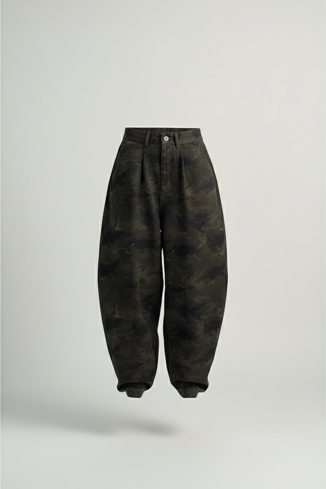 Pantalon Baggy Camouflage Ample Vintage Streetwear - Kaki Toile - vue 3