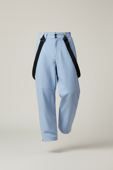 Pantalon Baggy Bleu Clair Bretelles Ample Décontracté Homme - Jean - vue 3