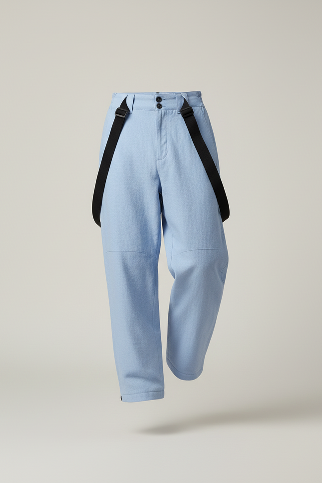 Pantalon Baggy Bleu Clair Bretelles Ample Décontracté Homme - Jean - vue 3