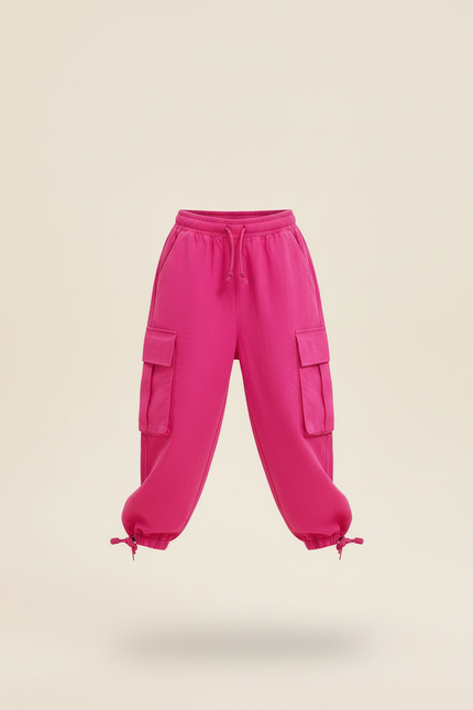 Pantalon Baggy Rose Cargo Ample Fille - Molleton - vue 3