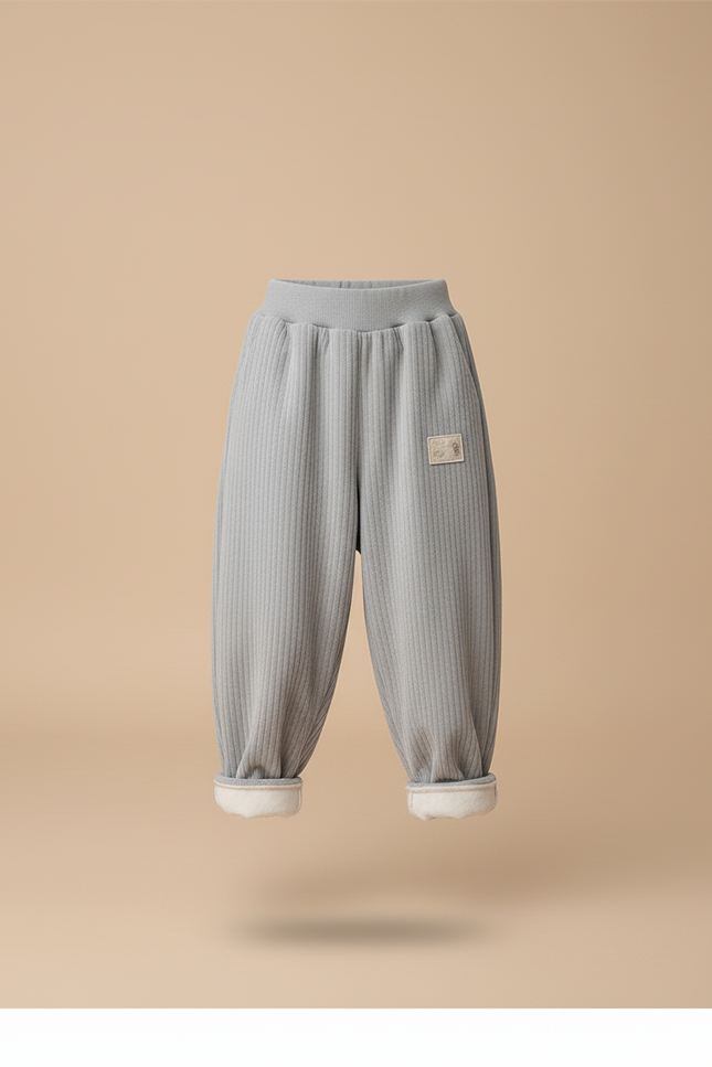 Pantalon Baggy Gris Côtelé Doublé Molleton Enfant - Cordé - vue 3