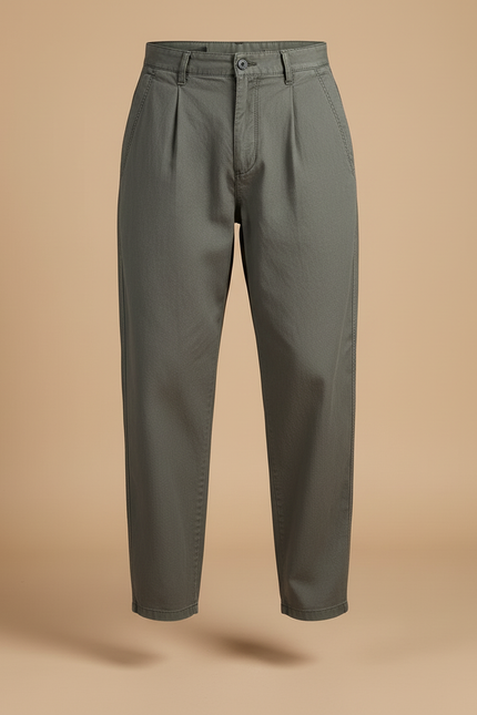 Pantalon Baggy Vert Kaki Coton Ample Décontracté Homme - vue 3