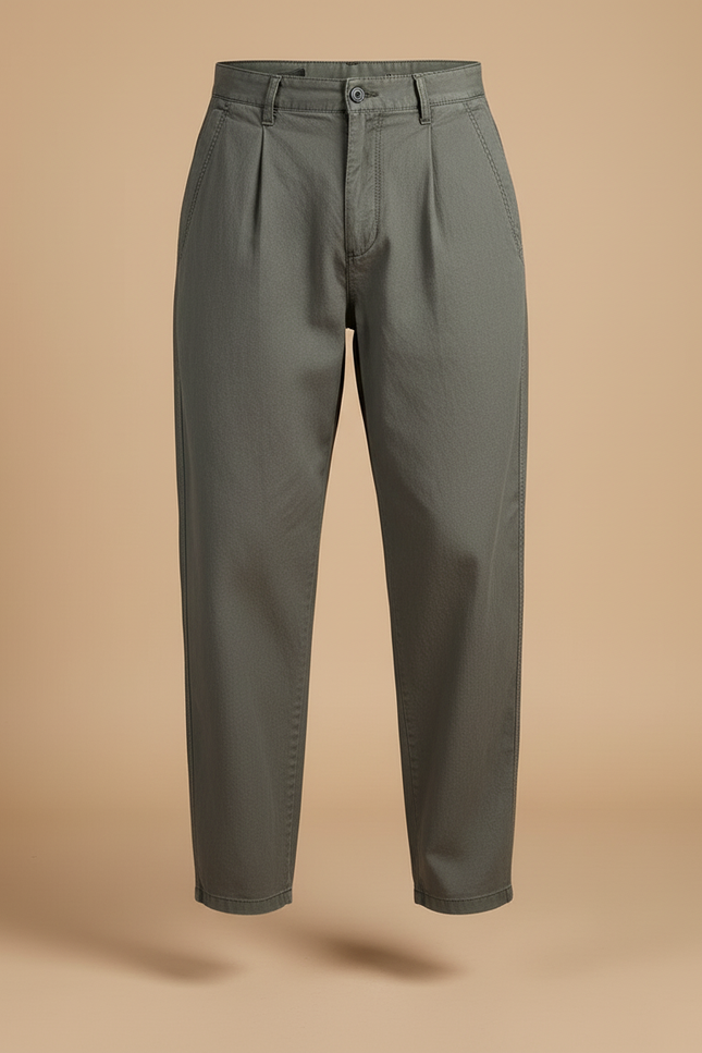 Pantalon Baggy Vert Kaki Coton Ample Décontracté Homme - vue 3
