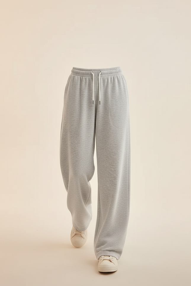 Pantalon Baggy Gris Coton Ample Décontracté Confortable - Molleton - vue 3