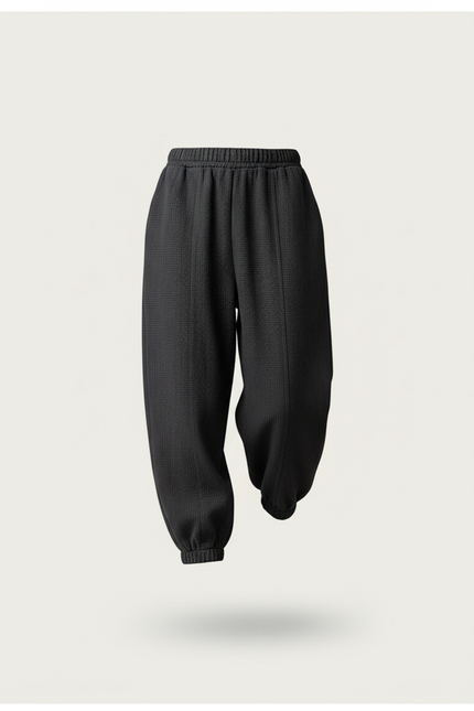 Pantalon Baggy Noir Texturé Ample Confortable Fille - Maille - vue 3