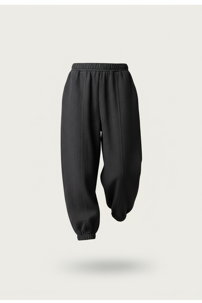 Pantalon Baggy Noir Texturé Ample Confortable Fille - Maille - vue 3