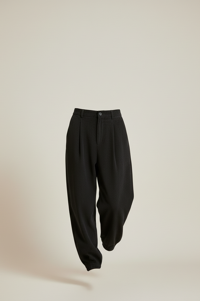 Pantalon Baggy Noir Côtelé Ample Décontracté Confortable - Cordé - vue 3