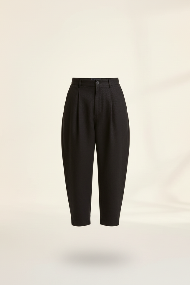 Pantalon Baggy Noir Ample Lin Garçon Élégant - vue 3