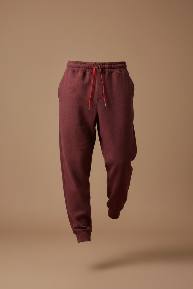 Pantalon Baggy Bordeaux Texturé Cordon Ample Décontracté Homme - Molleton - vue 3