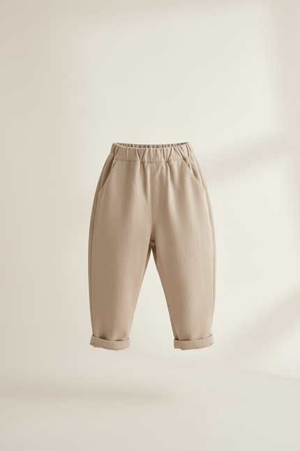 Pantalon Baggy Beige Ample Lin Décontracté Enfant - vue 3