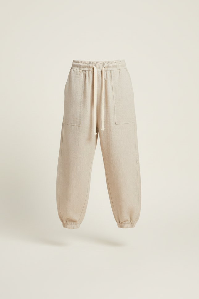 Pantalon Baggy Beige Lin Ample Cordon Enfant - vue 3