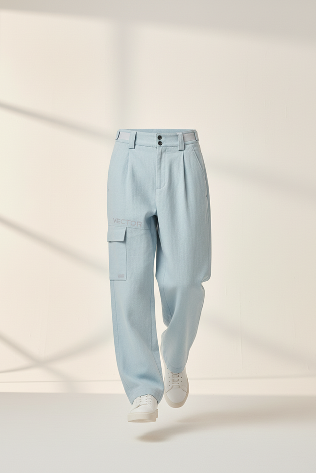 Pantalon Baggy Bleu Clair Cargo Décontracté Homme - Jean - vue 3