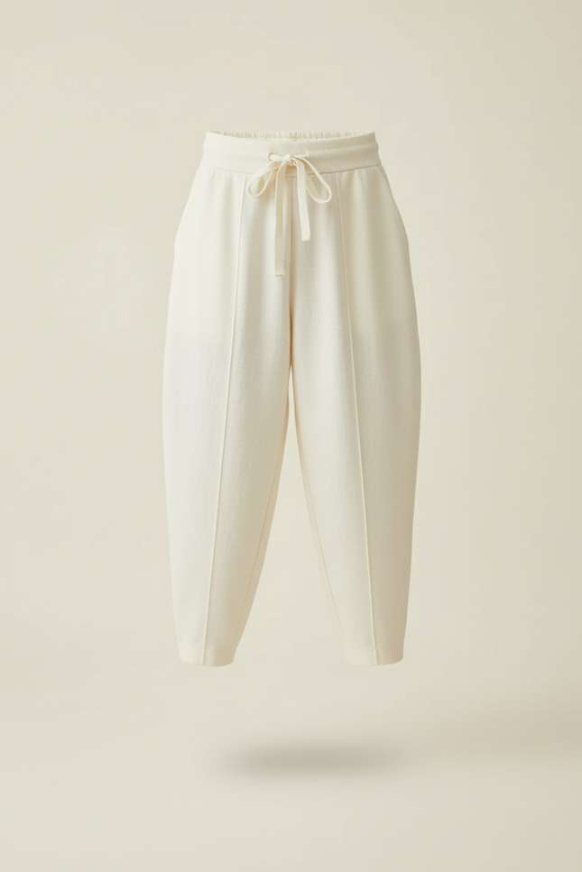 Pantalon Baggy Crème Ample Coton Décontracté Fille - Beige Molleton - vue 3